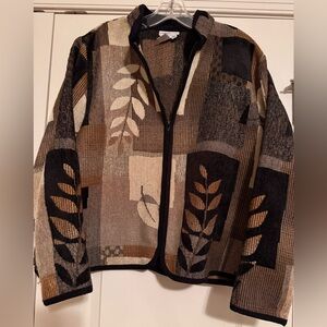 Coldwater Creek Multicolor Leaf Design Jacket
